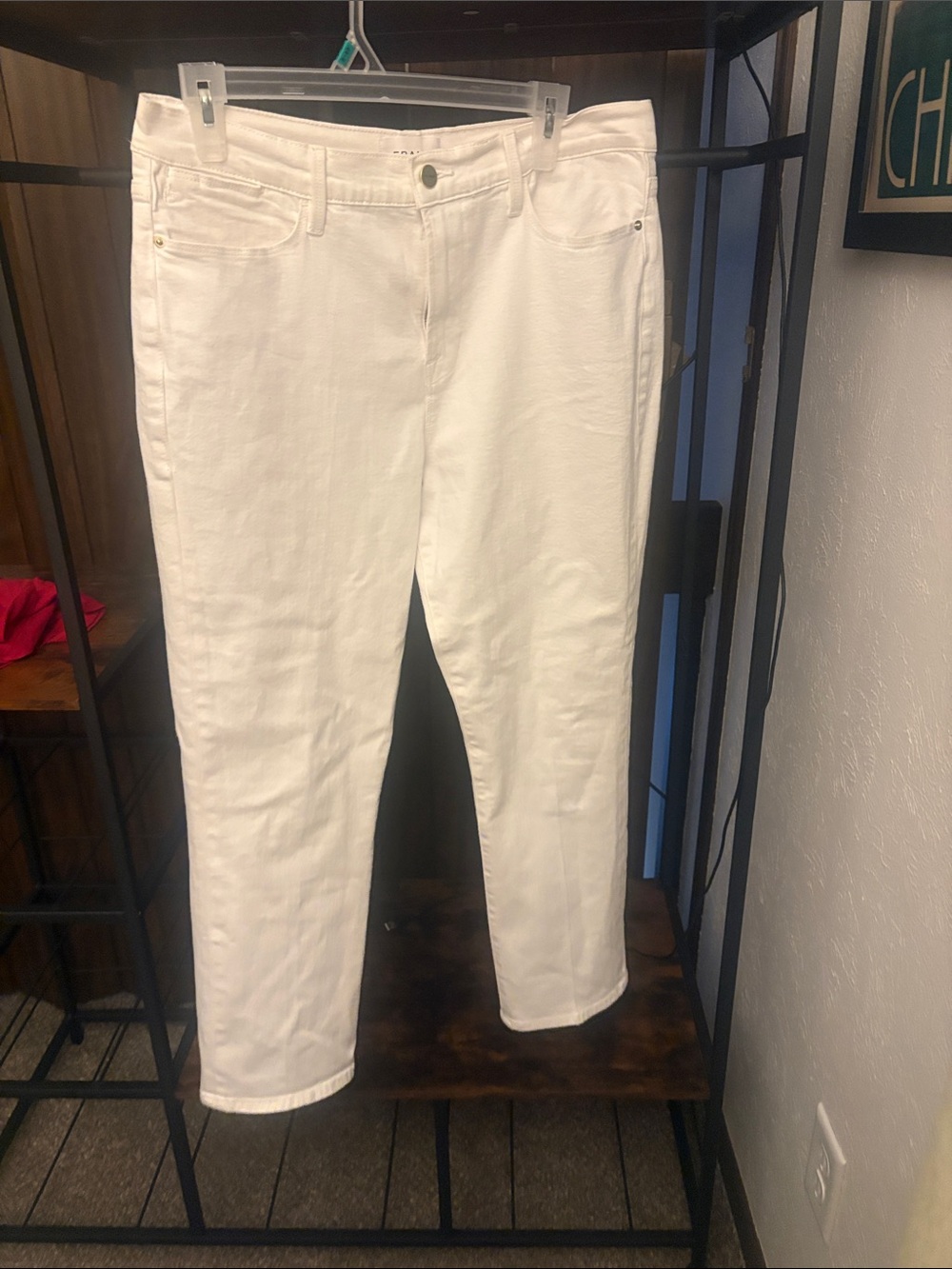 Frame Denim White Cropped Straight Jeans 32 le high straight